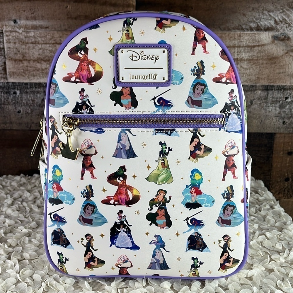 NWT DISNEY LOUNGEFLY Princess Dress Mini Backpack Purple Rare